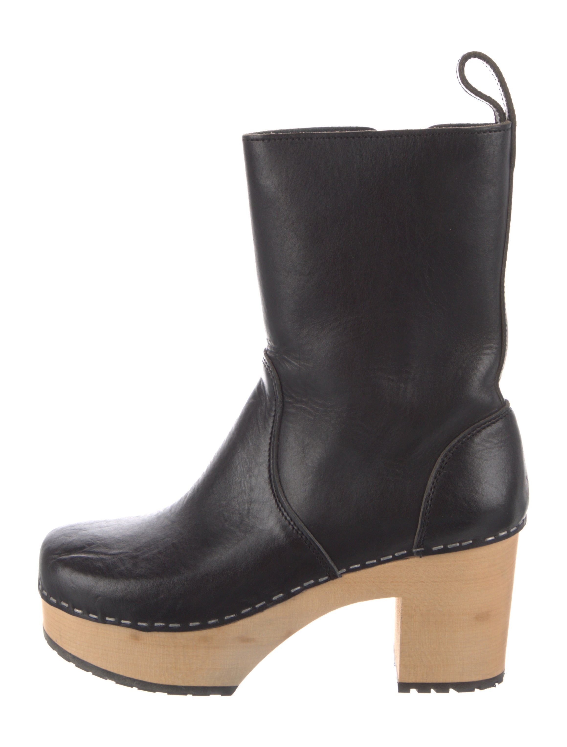 Swedish Hasbeens Leather Whipstitch Trim Rain Boots